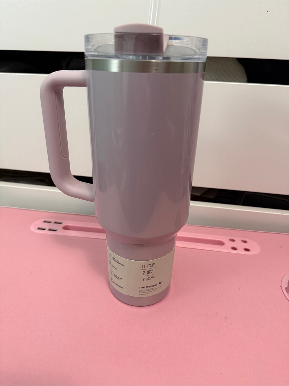 Stanley Pink Travel Tumbler with Handle - Picture 3 of 6